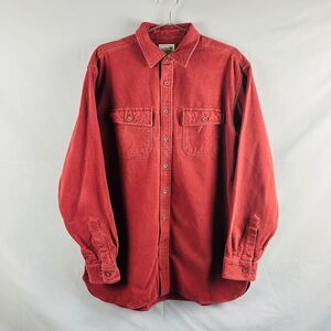 LL Bean Shirt Mens XL Tall Red Long Sleeve Button Down Shacket Vintage Autumn
